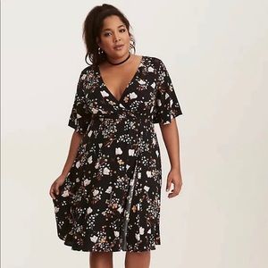 Torrid Multi-Color Floral Print Faux Wrap Dress